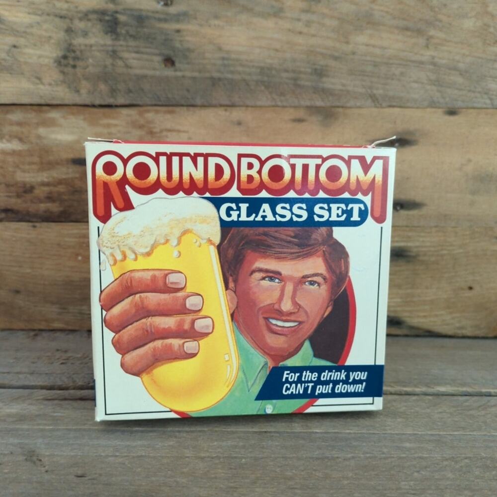 Vintage 1986 Round Bottom Glass Set by Spenser Gifts Set of Four Original Box